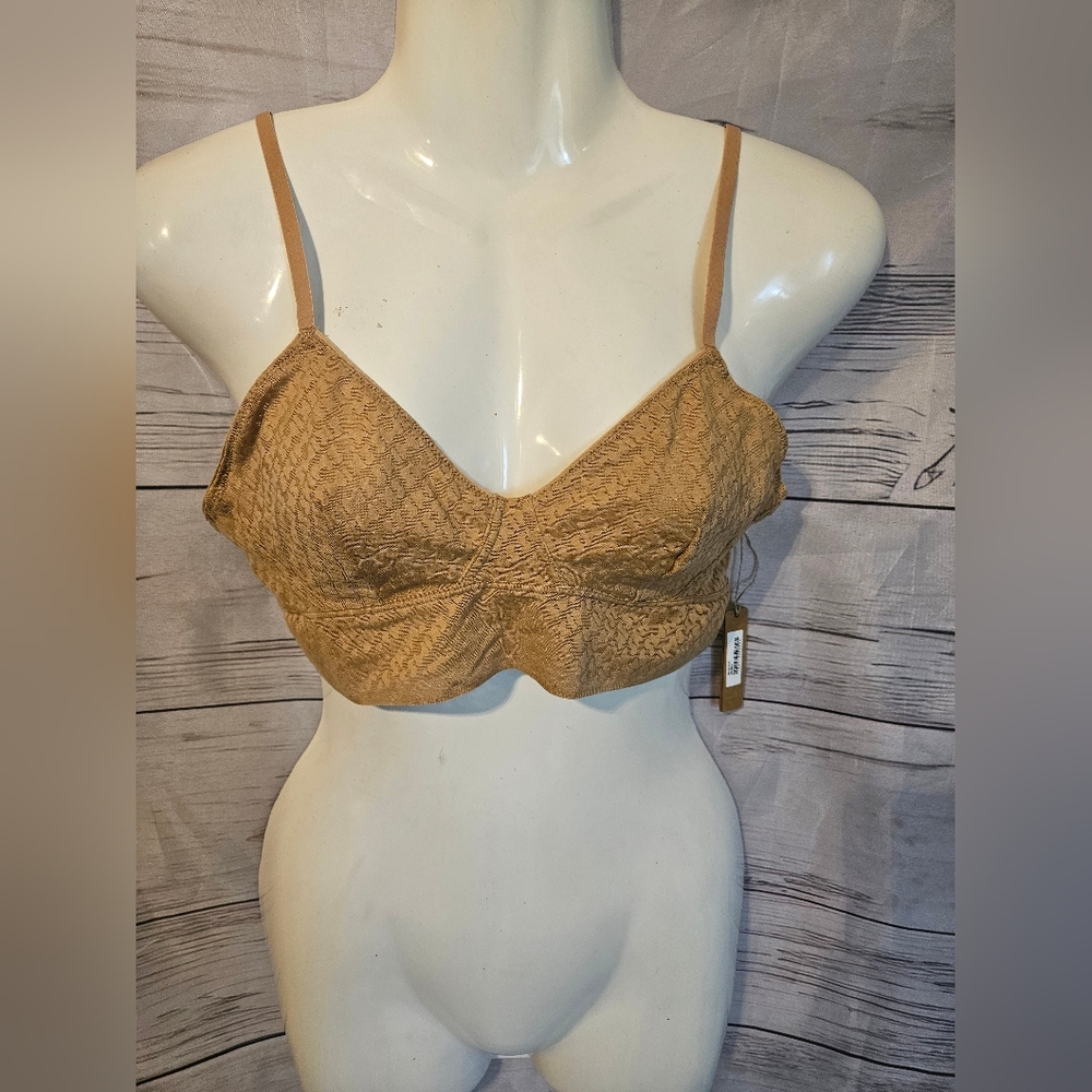 SKIMS Lace Bralette in Ochre – Size L – NWT Adjustable Strap Crop Top